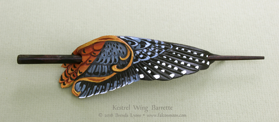 Whimsical Kestrel Wing Leather Barrette