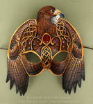 Knotwork Red-Tailed Hawk Leather Mask by windfalcon