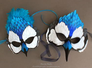 Two Blue Jay Leather Masks