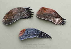 Three Leather Wing Barrettes