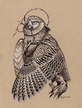 Inktober Day 14: Overgrown Blakiston's Fish Owl