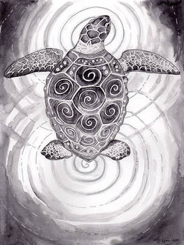 Inktober Day 15: Sea Turtle Legend