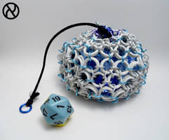 White Icosahedron Chainmaille Dicebag