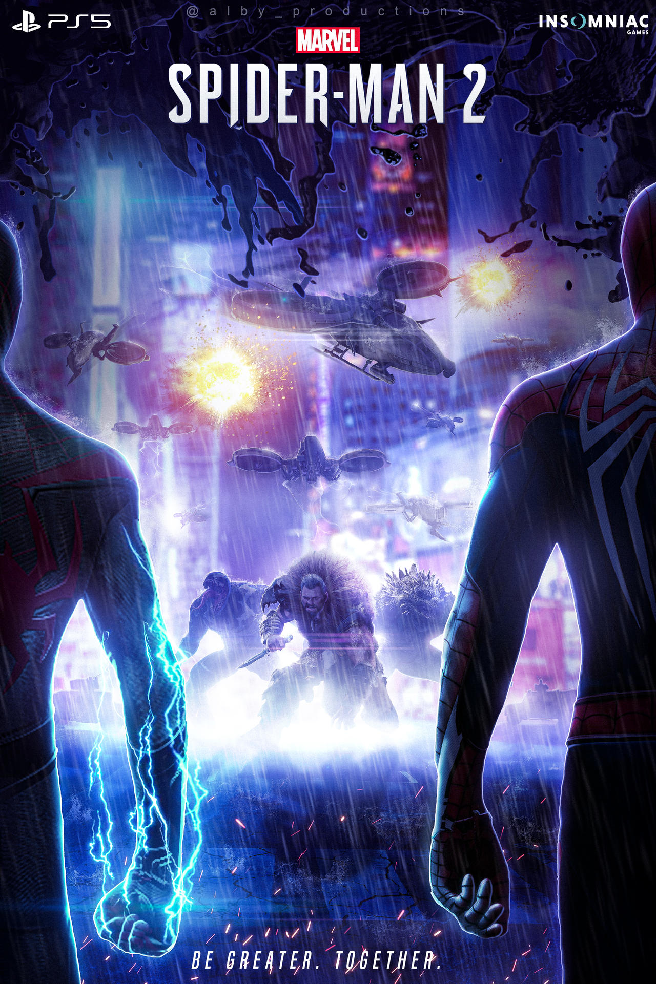 Spiderman 2- PS5 Fan-Poster (Blue Lightning) by Gravelord78 on DeviantArt