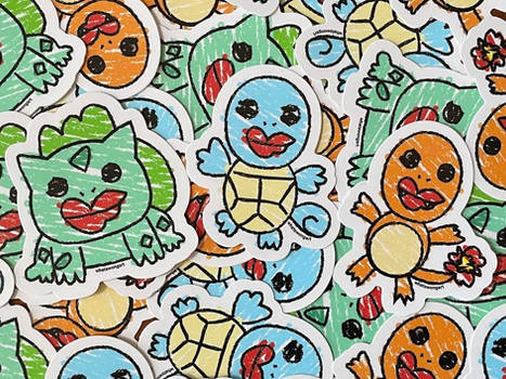 Pokemon Starter Crayon Stickers