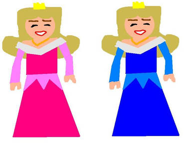 Princess Aurora Pink Blue Dress Minivector Color