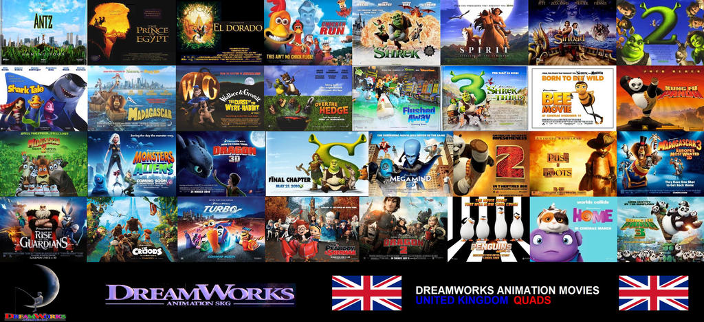 DreamWorks Animation Films UK Quads Collage by ESPIOARTWORK-102 on ...