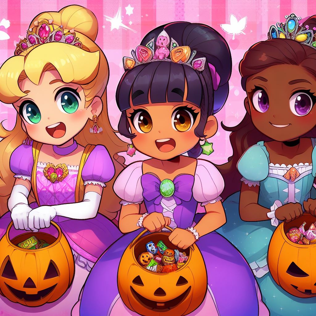 Three Princess Three Princesses Trick-or-Treating! by WillaverseCreator on DeviantArt