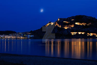 Myrina and castle at night image M2