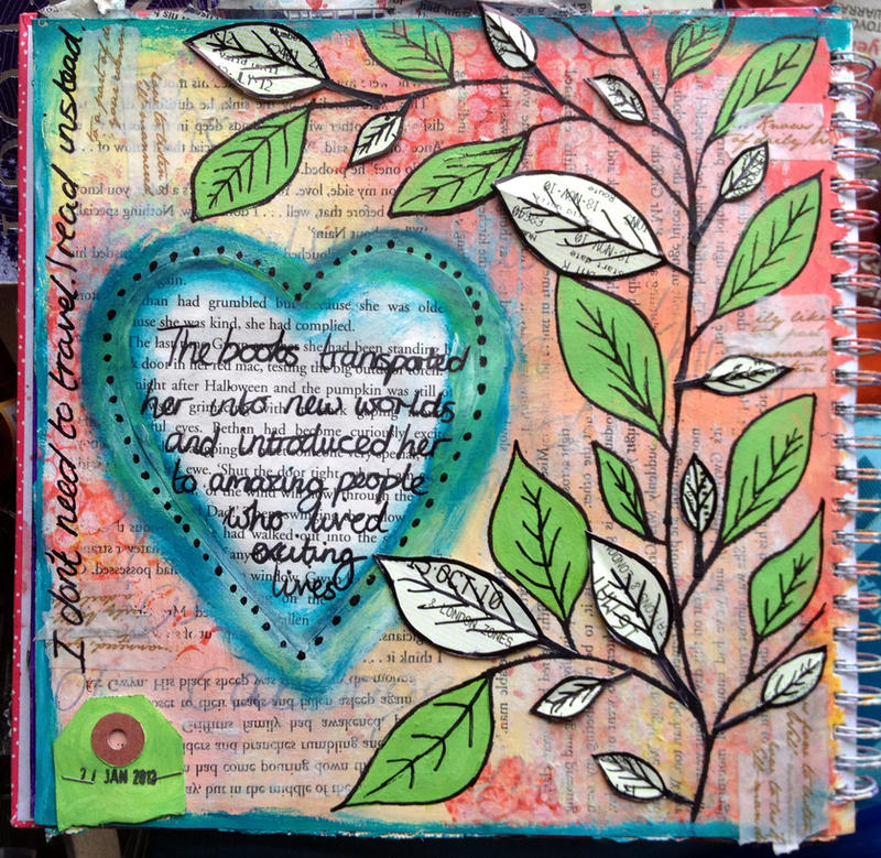 Art journal page: Reading