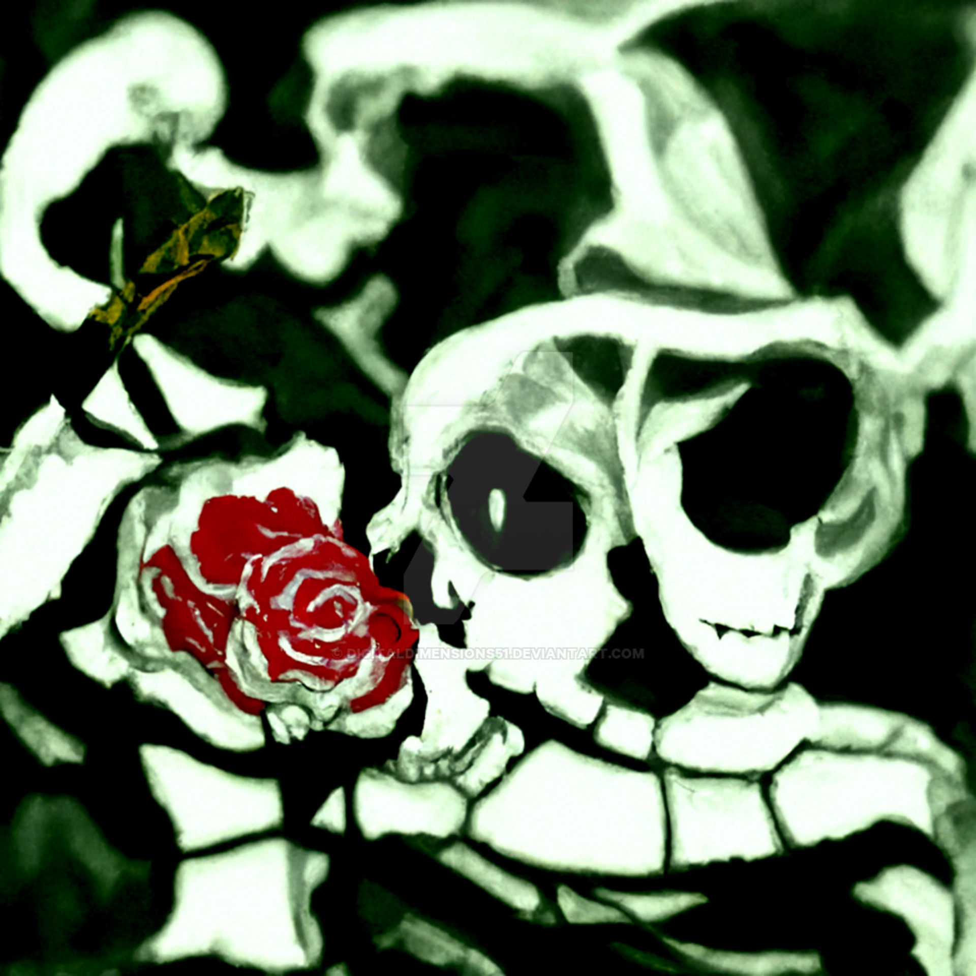 One Skeleton With Roses Skeleton and a rose by DigitalDimensions51 on DeviantArt