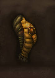 Darkness Creature-Pupa of Gasmask Fly