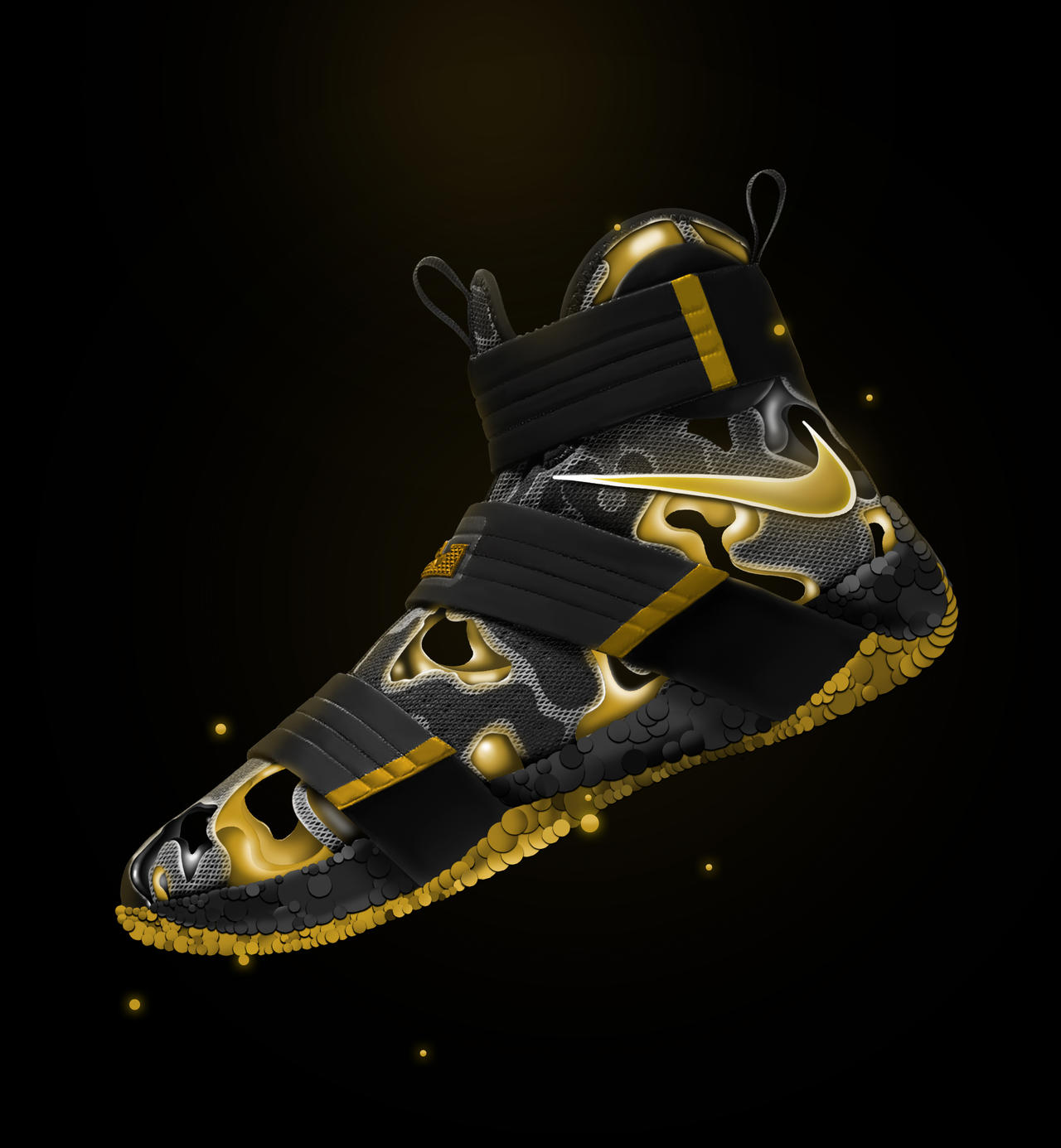 Nike Zoom Lebron 10 camo Black and Gold by on
