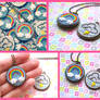 Double Sided Embroidered Rainbow Cloud Necklace