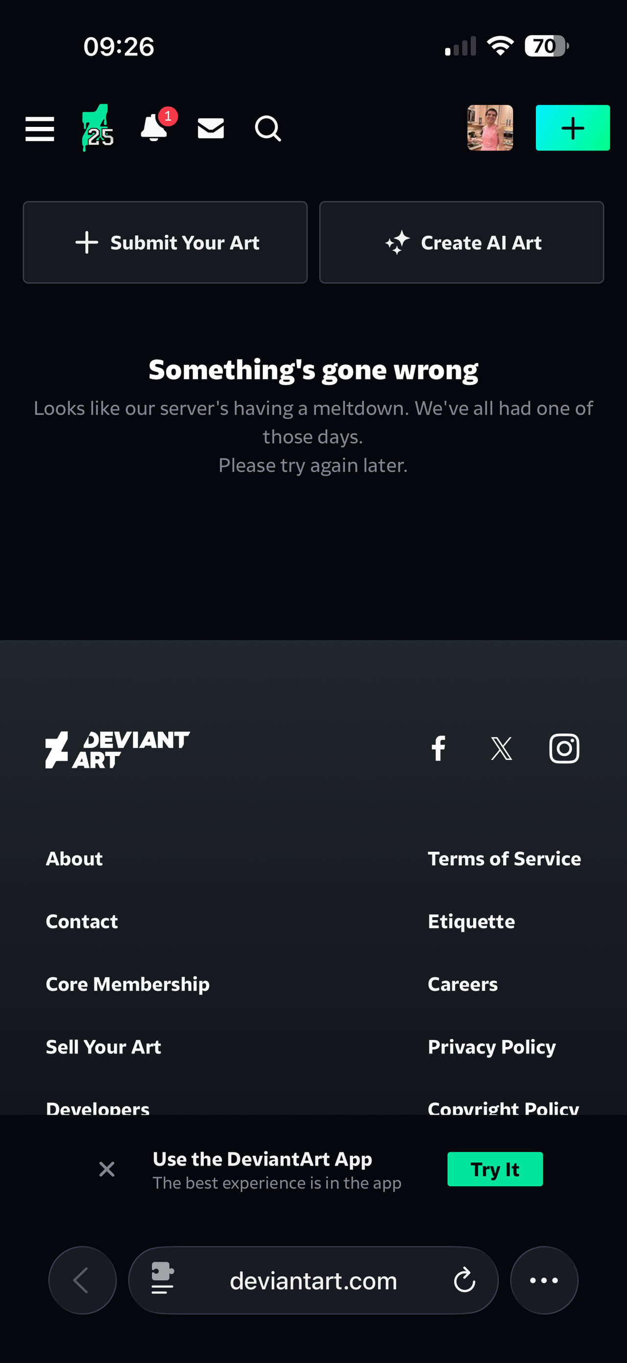 DeviantArt servers are matching my mood by strappyskinks on DeviantArt