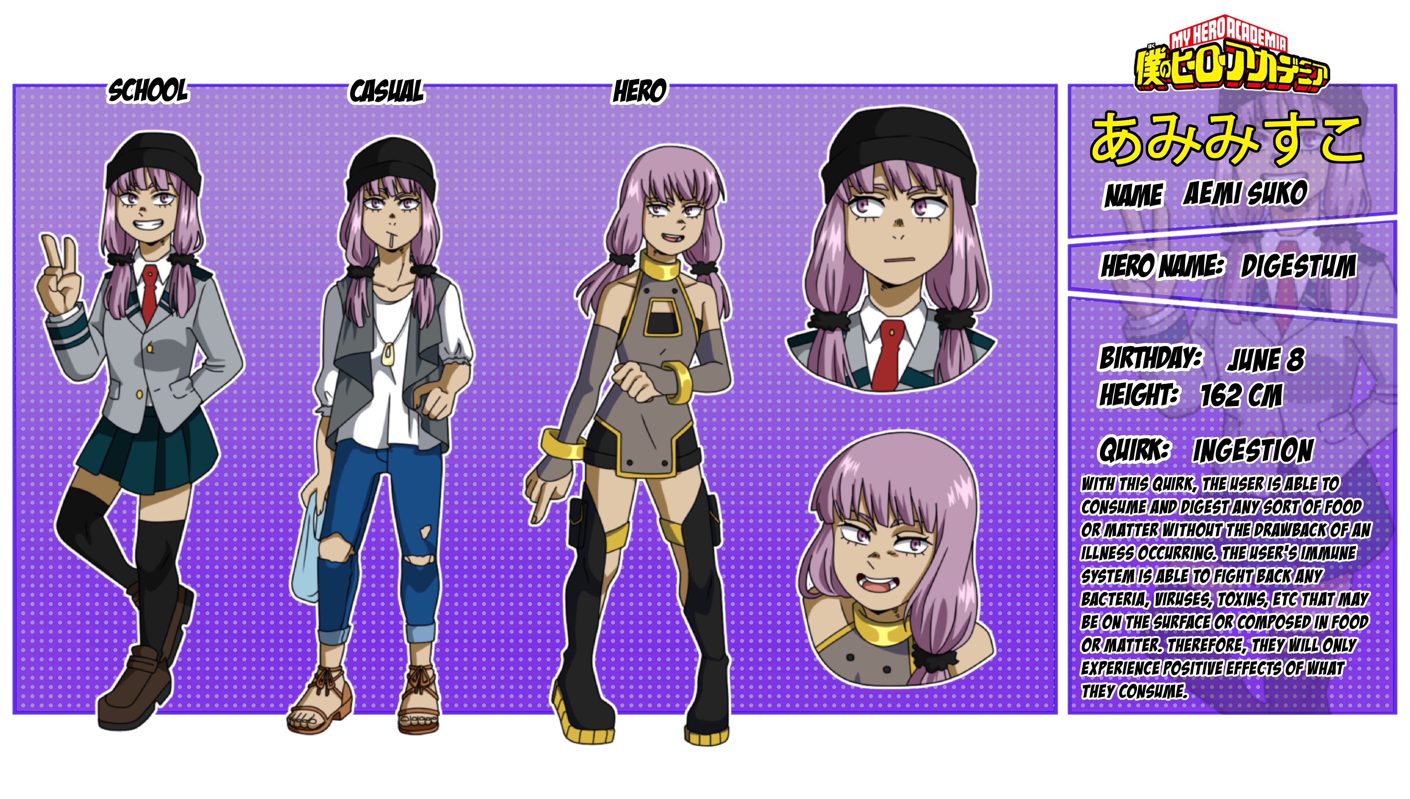 BNHA OC | Reference Sheet | Aemi Suko by ani--baka on DeviantArt