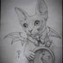 Sphynx cat Steampunk style -tattoo design