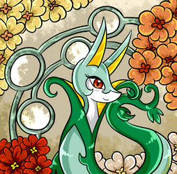 Serperior and flowers by PlatinaSena