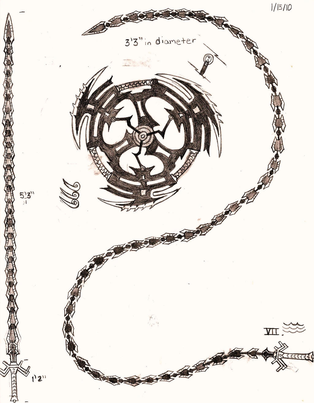 Weapon Concept Art: Whipsword and Giant Chakram by RedW0lf777sg on