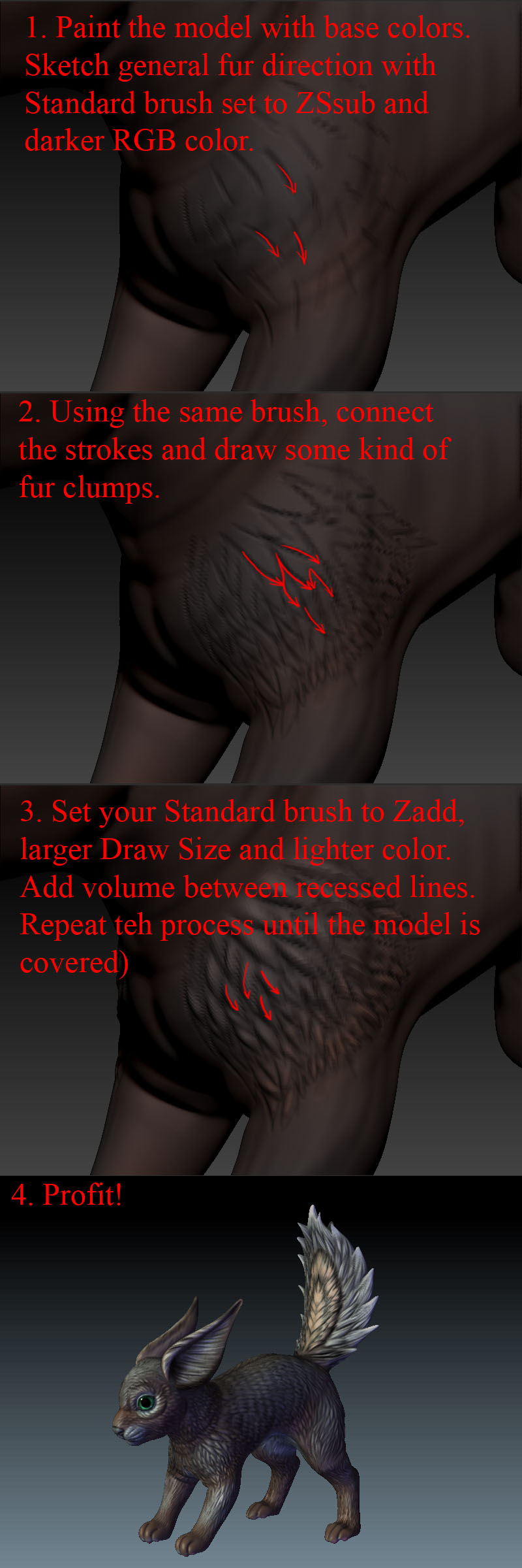 Tip: painting fur in Zbrush