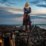 Melissa Benoist - Supergirl towering over NYC