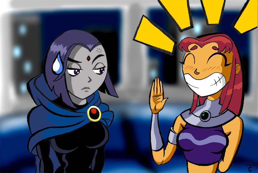 Raven and Starfire by CamT on DeviantArt.