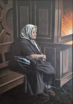Old lady. Oil on canvas. 48 x 34 in. 122 x 86 cm