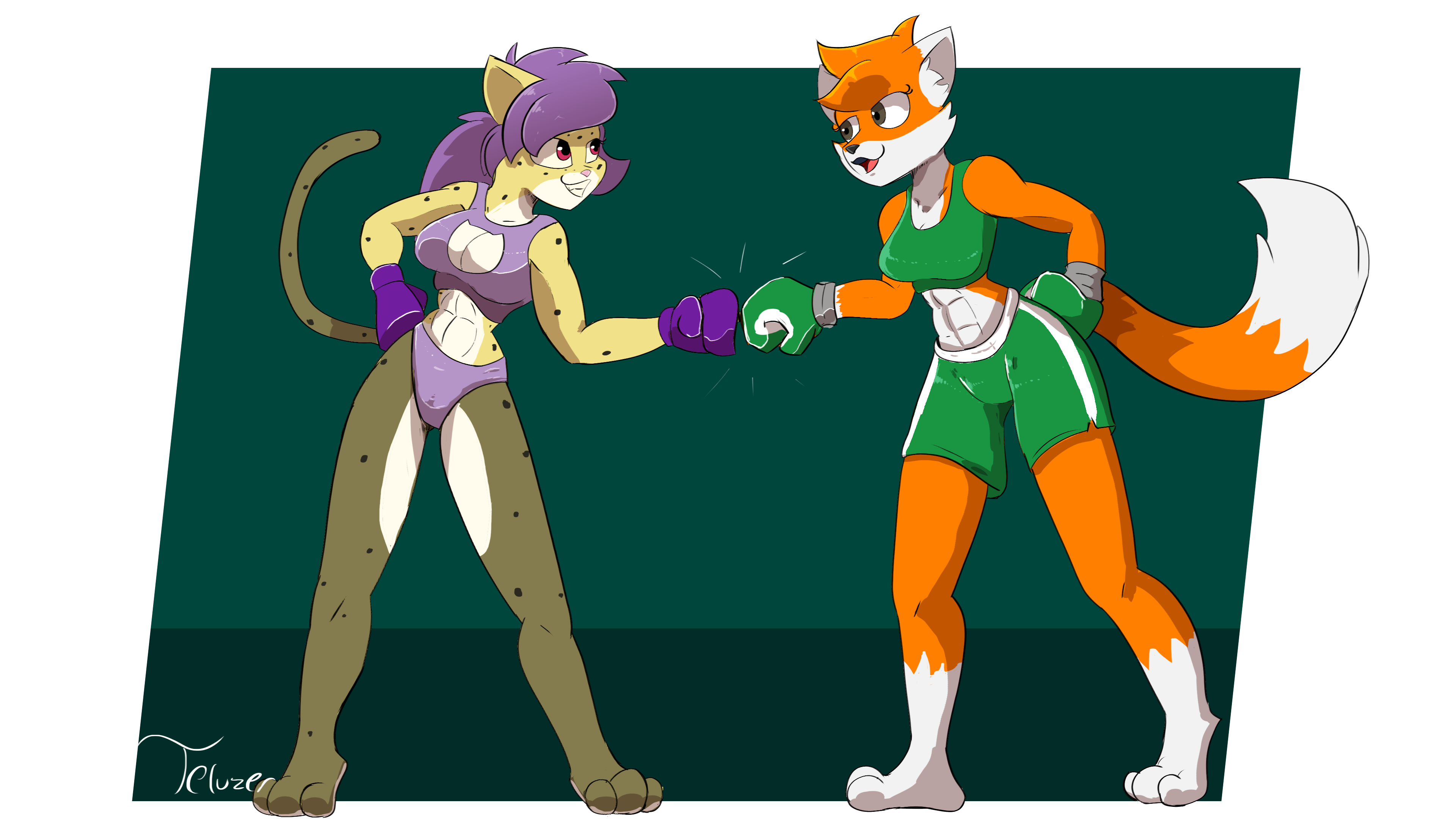 Rox and Jane touch gloves (COMISSION)