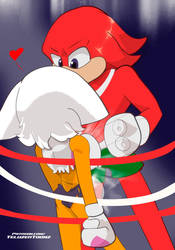 Knuckles gives Rouge some loving