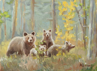 Mama bear and cubs