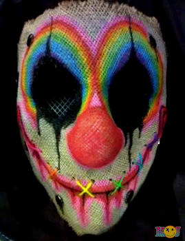 Rainbow Burlap Clown Mask