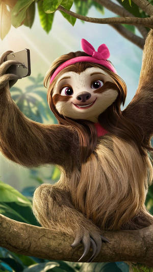 Sally Sloth Takes Selfie From Her Favorite Tree