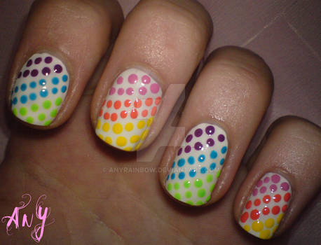 Rainbow Dots Nail Design