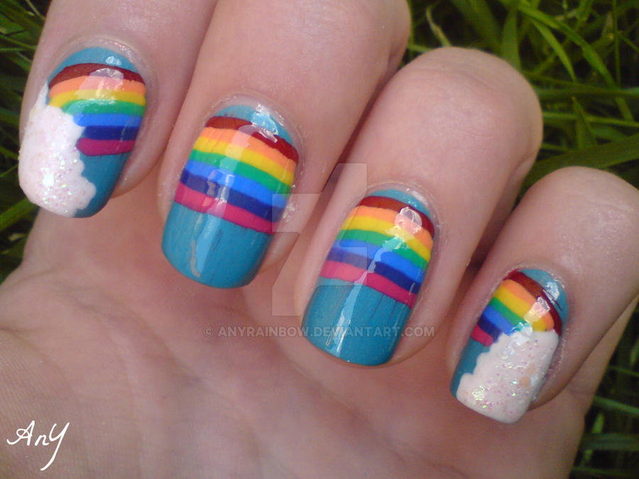 Huge Rainbow Nail Design
