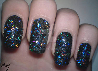 Holographic Stripes Glitter Nail Design