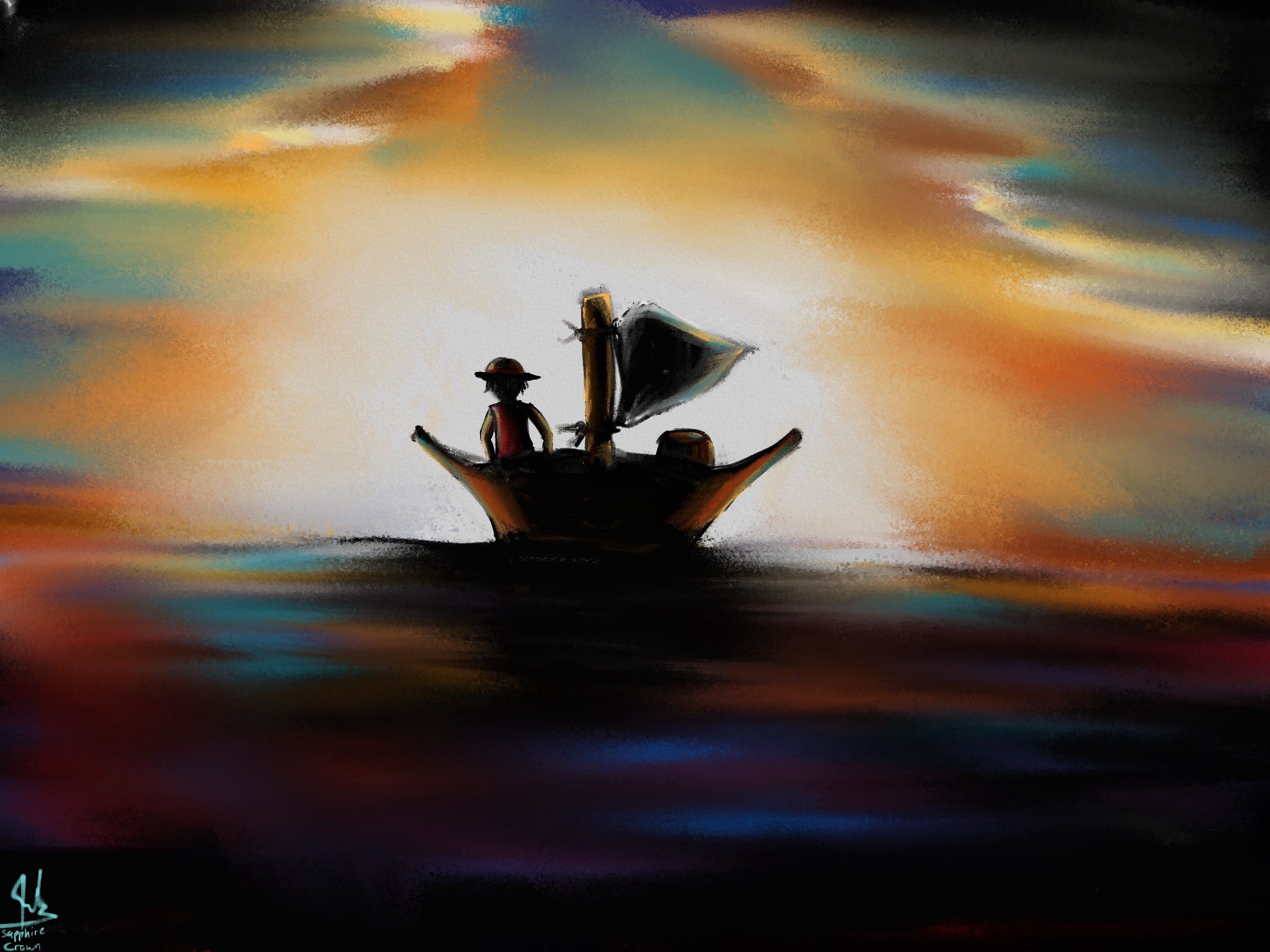 Luffy and His First Boat by izzycrownart on DeviantArt