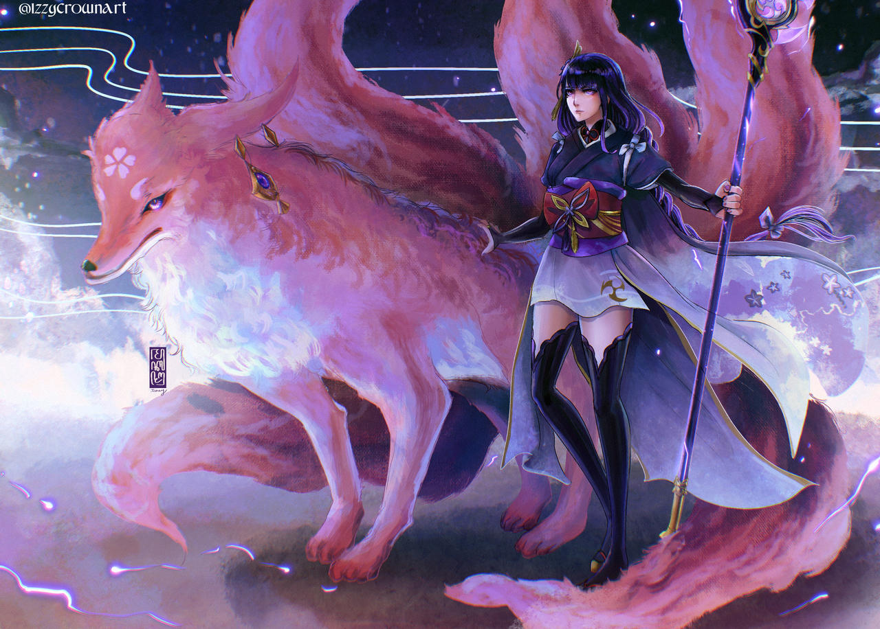 Raiden Ei and Her Kitsune by izzycrownart on DeviantArt Raiden Ei and Her Kitsune by izzycrownart on DeviantArt