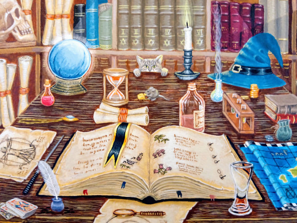 The Wizard's Library (zoomed in) by ScottMackayArt on DeviantArt