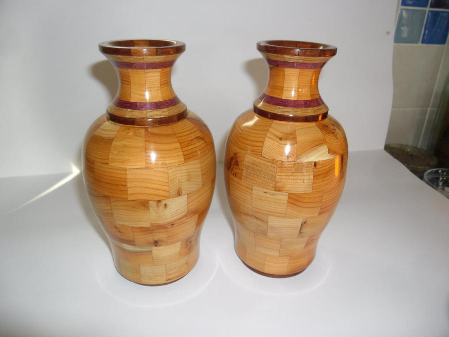 Yew Segmented Vases