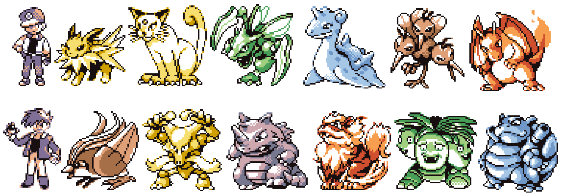 various pokemon red/blue sprite drawings by infinitebrians on