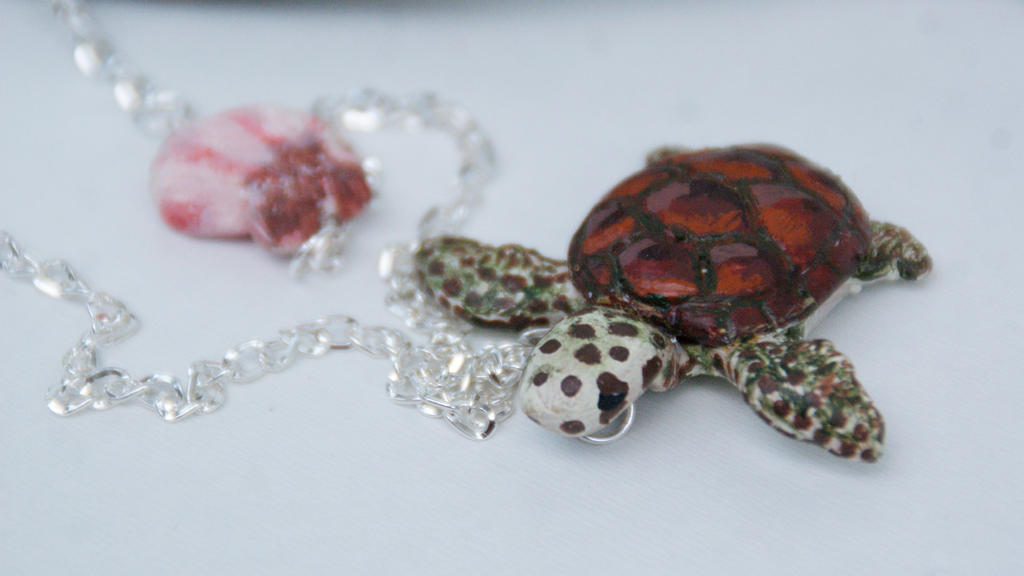 Sea Turtle Necklace, Polymer Clay