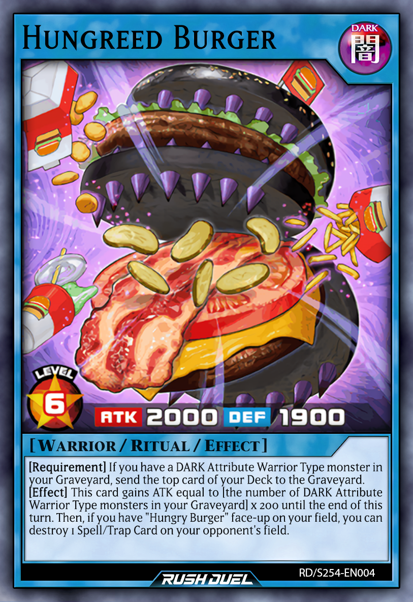 burger yugioh card New Fast Food Hungry Archetype for OCG Rush Duels : r/yugioh Hamburger Recipe. Hungry burger collecter rare Yu-Gi-Oh!