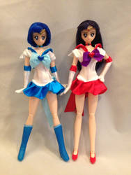 Custom Obitsu Super Sailor Mars and Mercury by djvanisher