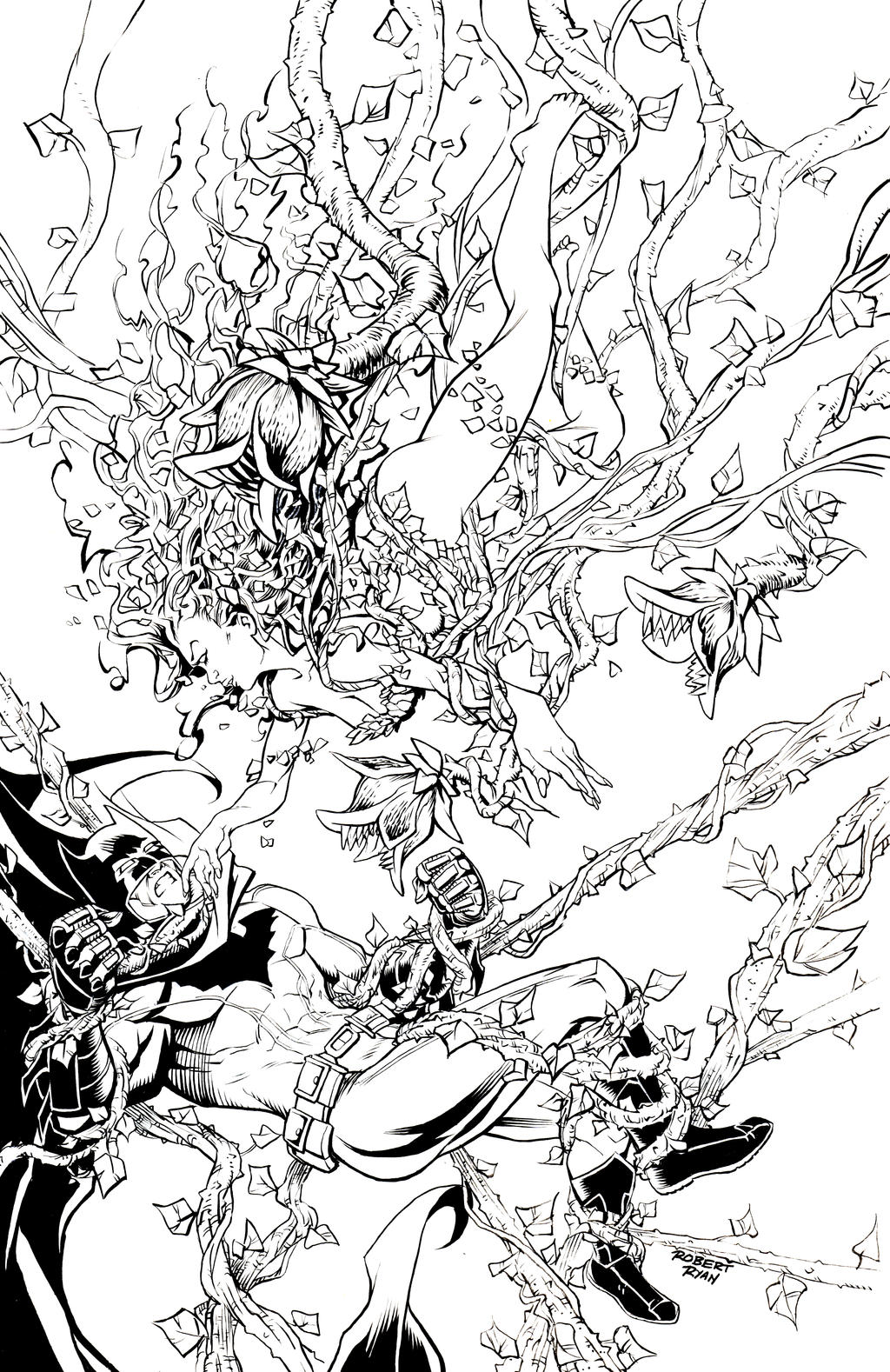 Poison Ivy vs. Batman Pin Up Inks