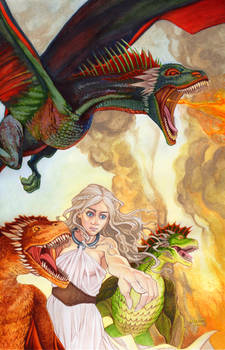 Daenerys Targaryen Dracarys Watercolor Pin Up