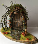 Pumpkin patch fairy door by LittleWrenCottage