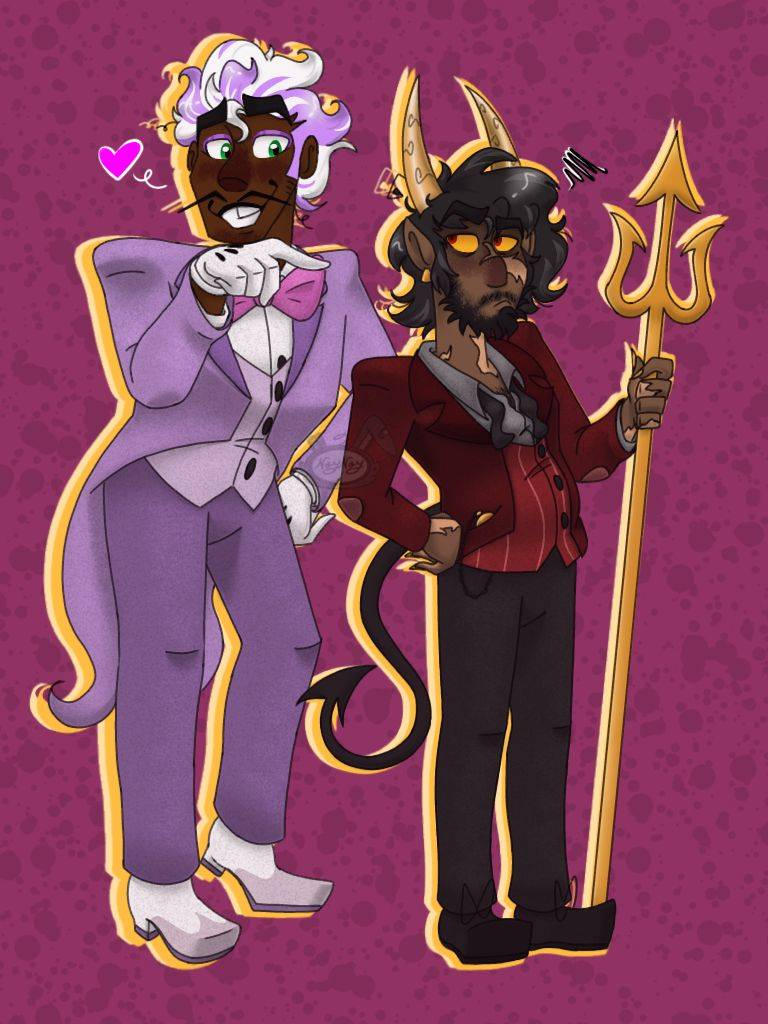 Doubled down and did The Devil and King Dice cutscene redraw w my humanised  designs + an astral realm piece that I didn't really…