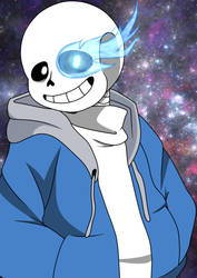 One punny Skeleton on fire - Sans Version 2