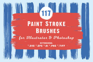 117 Paint Stroke Brushes Illustrator Photoshop