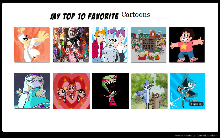 Top 10 Favorite Cartoons by FondaSu on DeviantArt